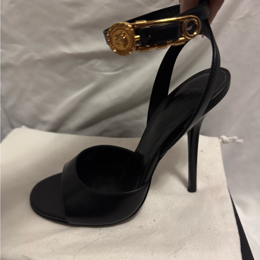Versace Black and Gold High Heel Sandals